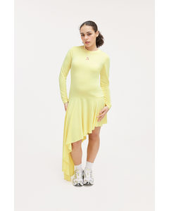 Asymmetric Midi Dress Light Yellow