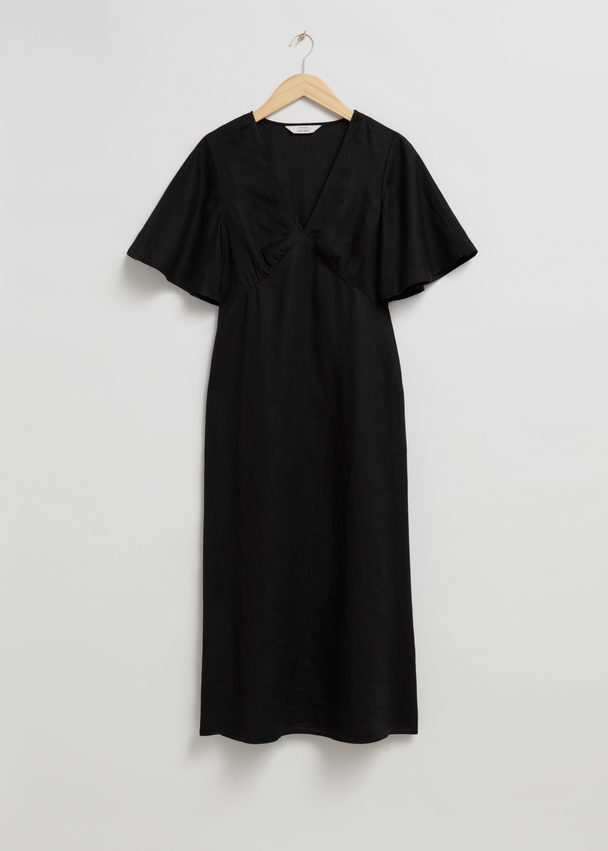 & Other Stories Butterfly Sleeve Dress Black