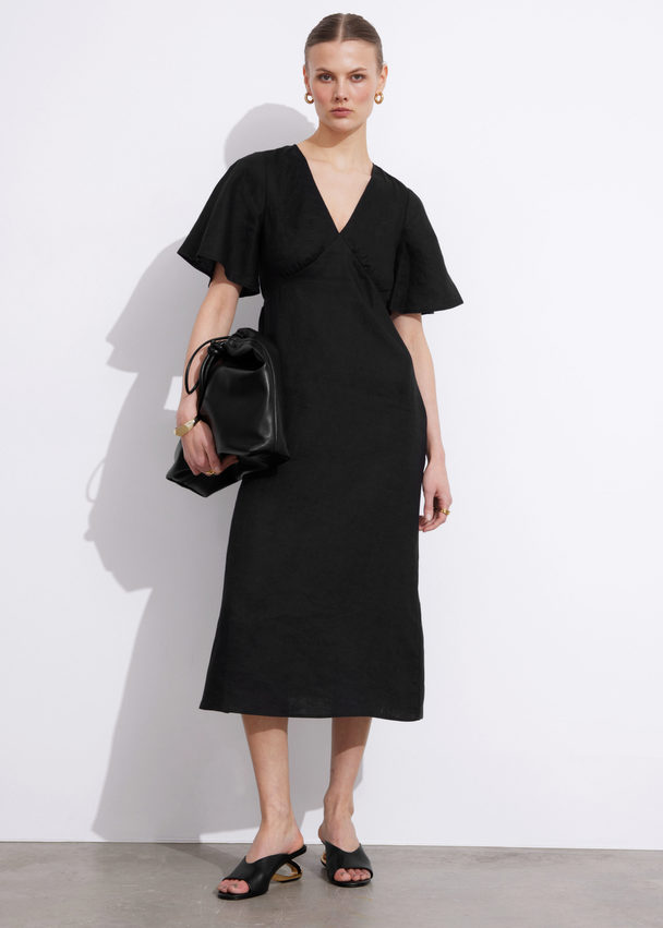 & Other Stories Butterfly Sleeve Dress Black