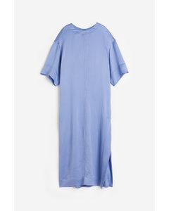 Silk-blend Maxi Dress Blue