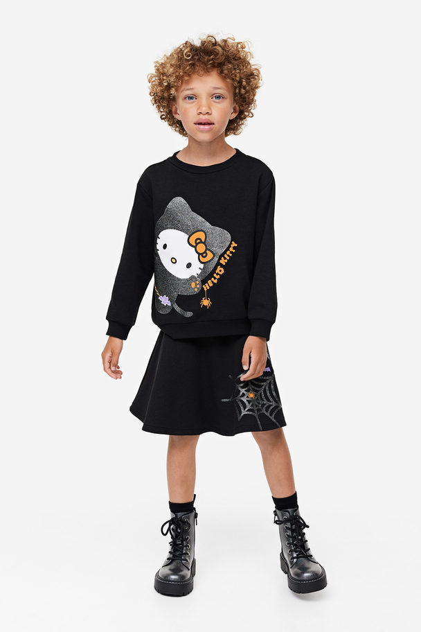 H&M Tweedelige Set - Sweater En Rok Zwart/hello Kitty