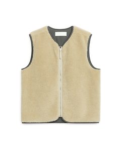 Wool Fleece Vest Beige/green