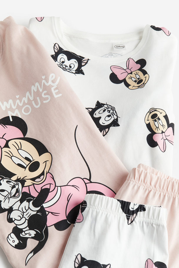 H&M 2-pack Printed Pyjamas Light Pink/minnie Mouse