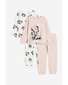 2-pack Printed Pyjamas Light Pink/minnie Mouse