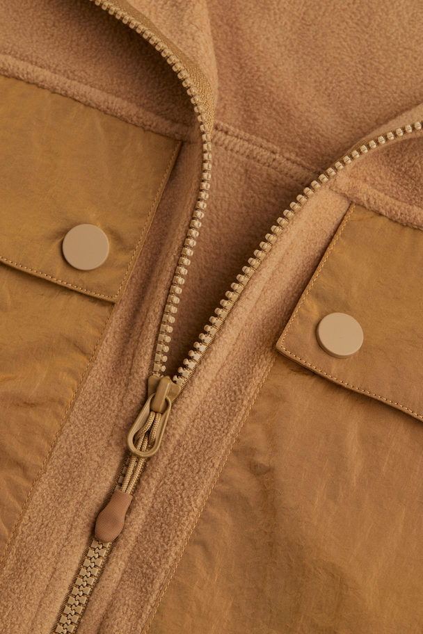 H&M Fleece Outdoor Jacket Dark Beige