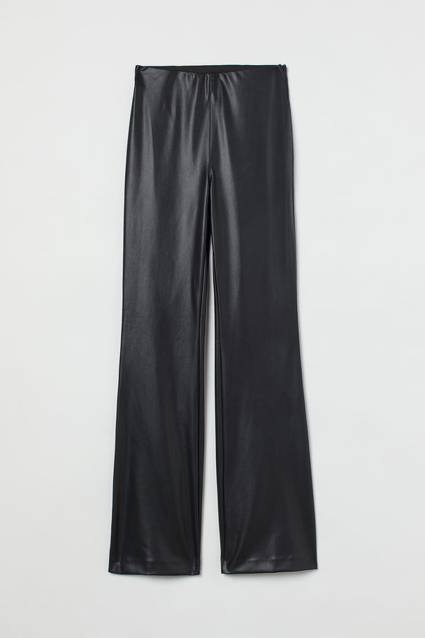 H&M Flared Imitation Leather Trousers Black