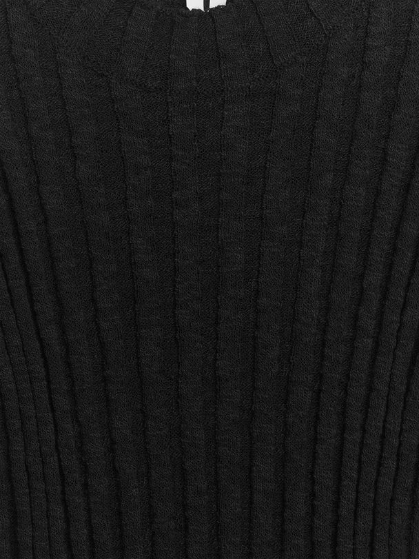 ARKET Geribbelde Bouclé-trui Zwart