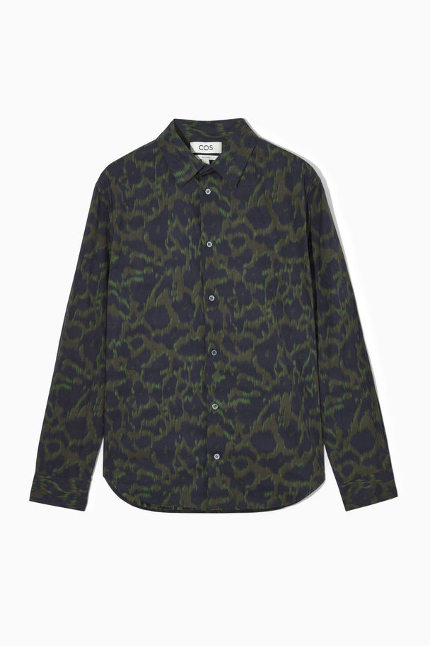 COS Animal-print Tailored Shirt Navy / Khaki / Green