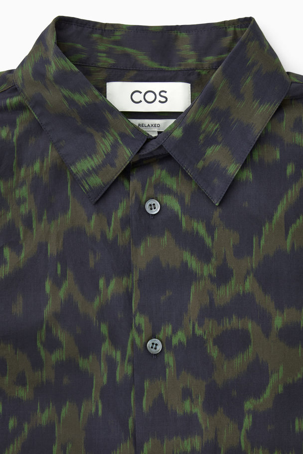 COS Animal-print Tailored Shirt Navy / Khaki / Green