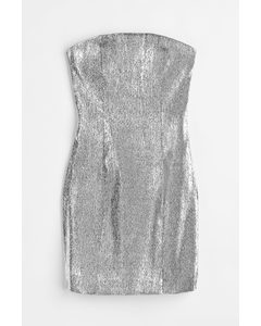 Glittery Bandeau Dress Silver-coloured/glittery