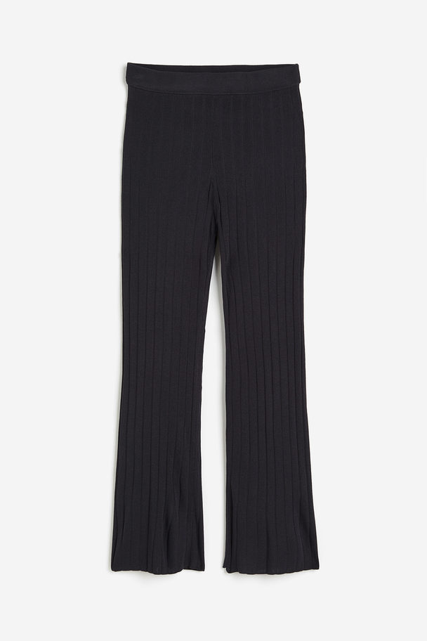 H&M Ribgebreide Broek Donkergrijs