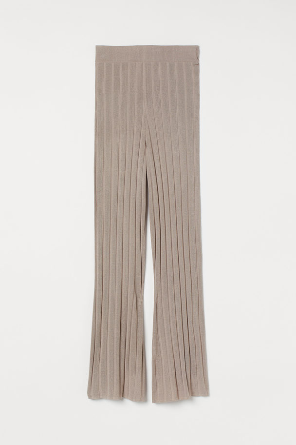 H&M Rib-knit Trousers Greige