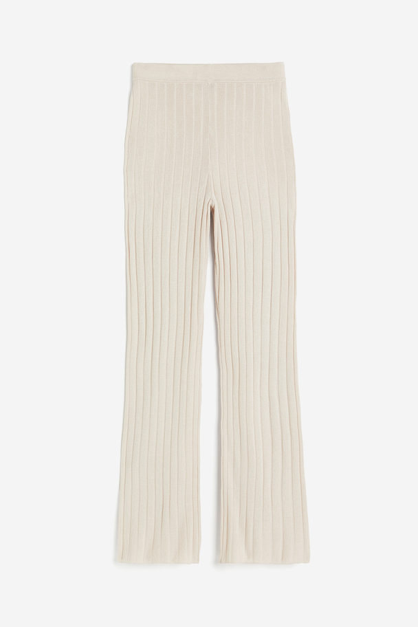 H&M Ribgebreide Broek Lichtbeige