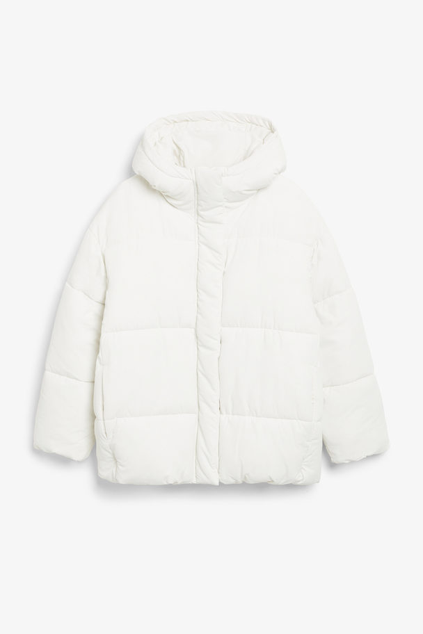 Monki Oversized White Puffer Jacket With Hood White