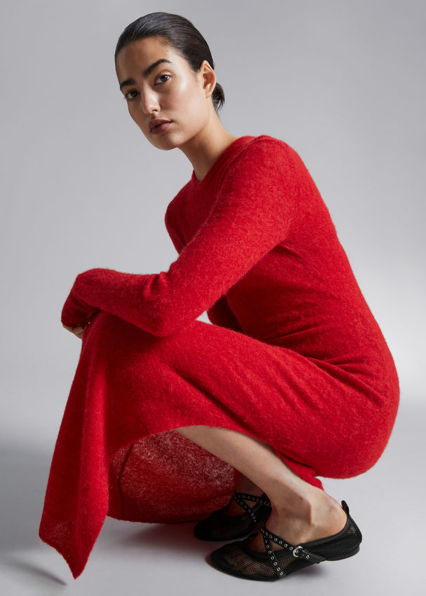 & Other Stories Knitted Maxi Dress Red