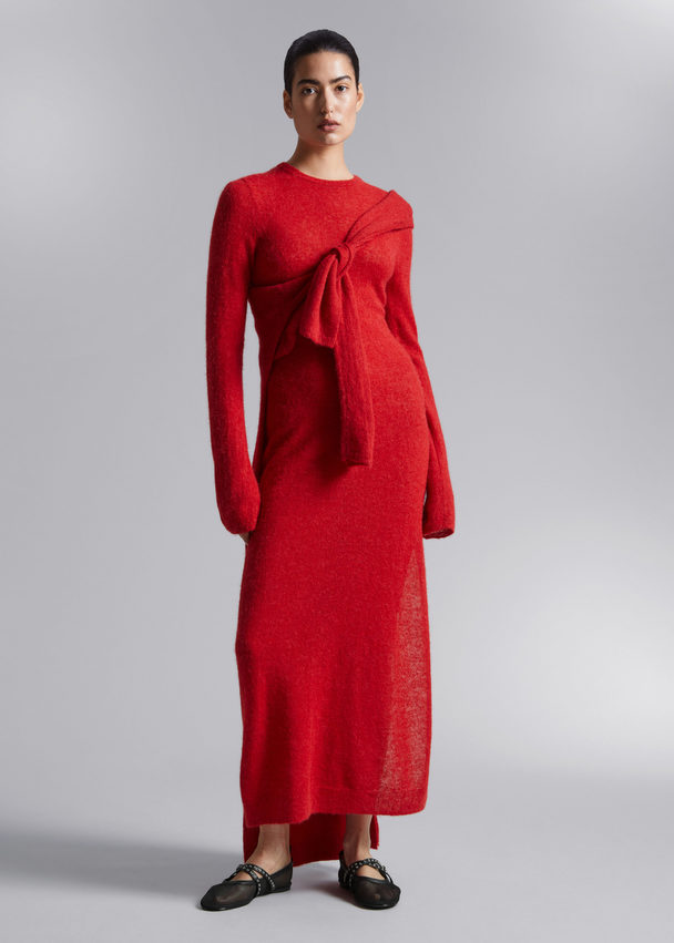 & Other Stories Knitted Maxi Dress Red