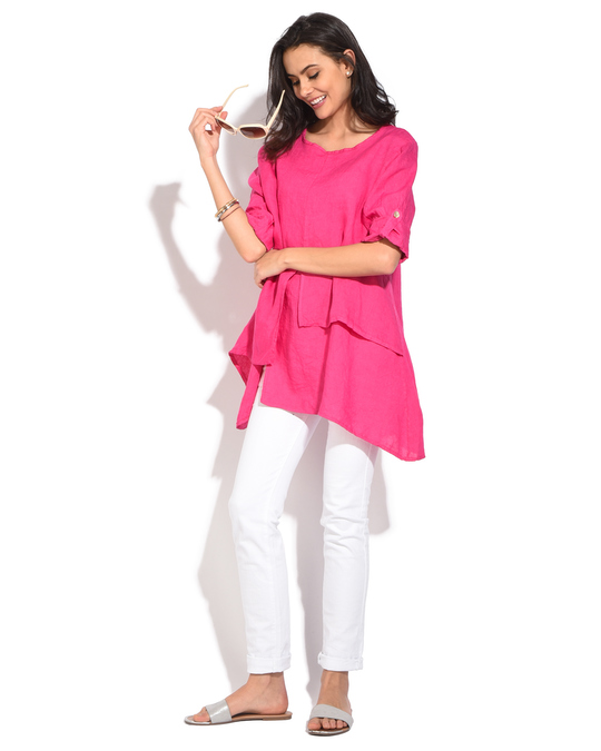 Le Jardin du Lin Round Collar Tunic With Multiple Layers