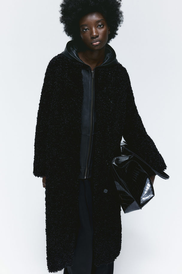 H&M Teddy Coat Black