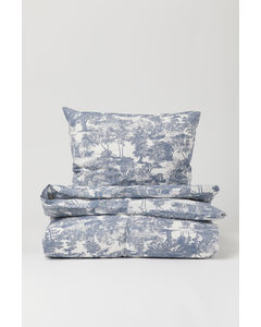 Cotton Duvet Cover Set Blue/patterned