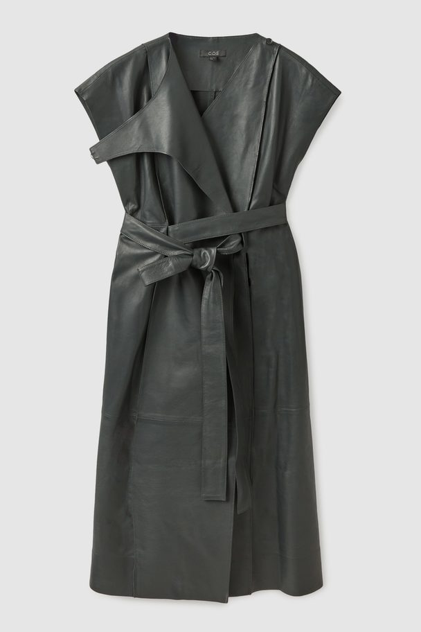 COS Belted Leather Dress Dark Grey