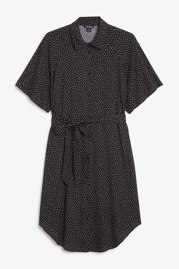 Monki Midi Shirt Dress Black And White Polka Dots