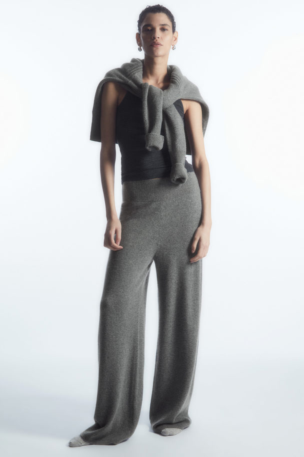 COS Wide-leg Pure Cashmere Trousers Grey