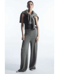 Wide-leg Pure Cashmere Trousers Grey