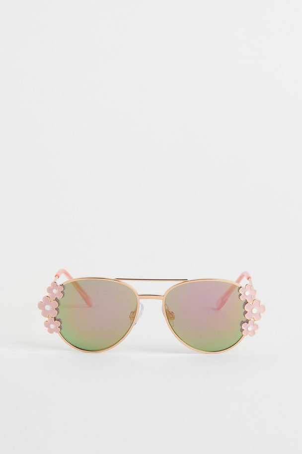 H&M Sonnenbrille mit Verzierungen Hellrosa/Blumen