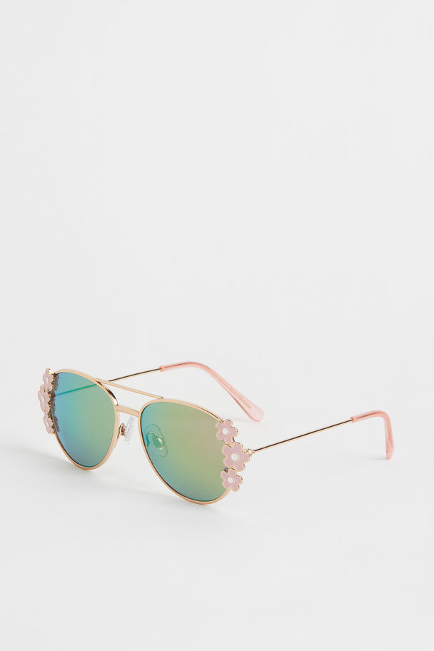 H&M Sonnenbrille mit Verzierungen Hellrosa/Blumen