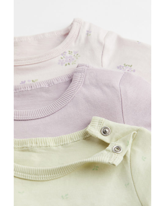 H&M 3-pack Cotton Pyjamas Light Pink/floral