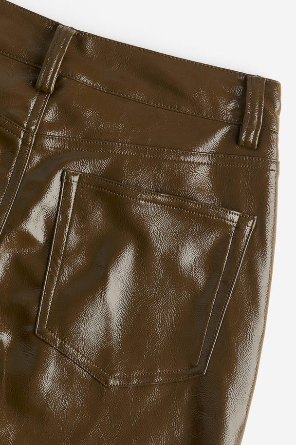 H&M Bukse Med Coating Mørk Kakigrønn