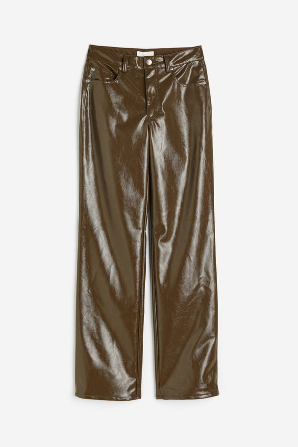 H&M Bukse Med Coating Mørk Kakigrønn