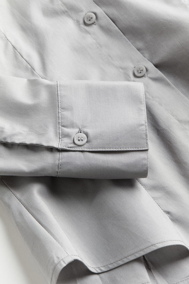 H&M Fitted Poplin Shirt Grey