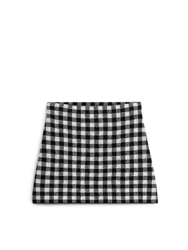 ARKET Jacquard Knit Mini Skirt White/black