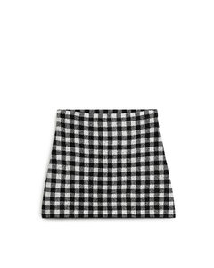 Jacquard Knit Mini Skirt White/black