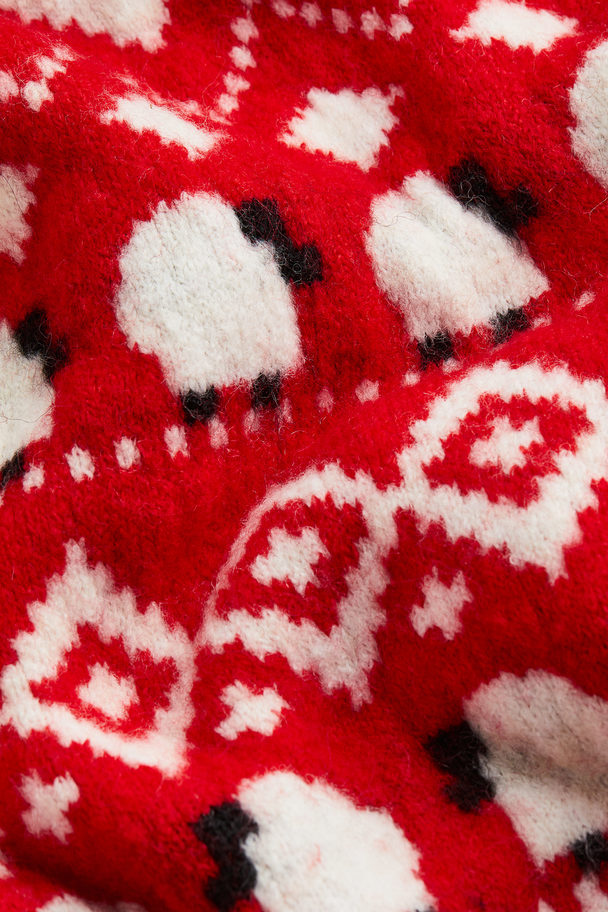 H&M Jacquard-knit Jumper Red/sheep