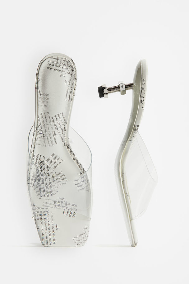 H&M Transparent Mules White/patterned