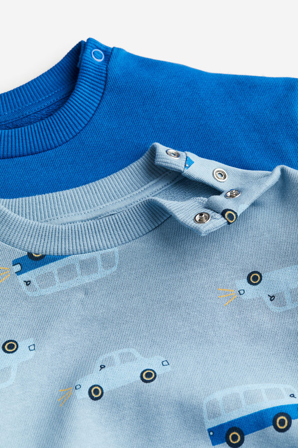 H&M 2-pack Cotton Sweatshirts Dusty Blue/vehicles