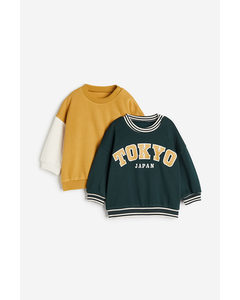 2-pack Cotton Sweatshirts Dark Green/tokyo