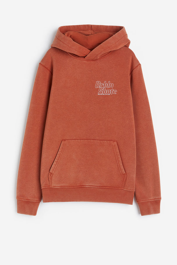 H&M Hættetrøje Med Tryk Orange/brkln Skate