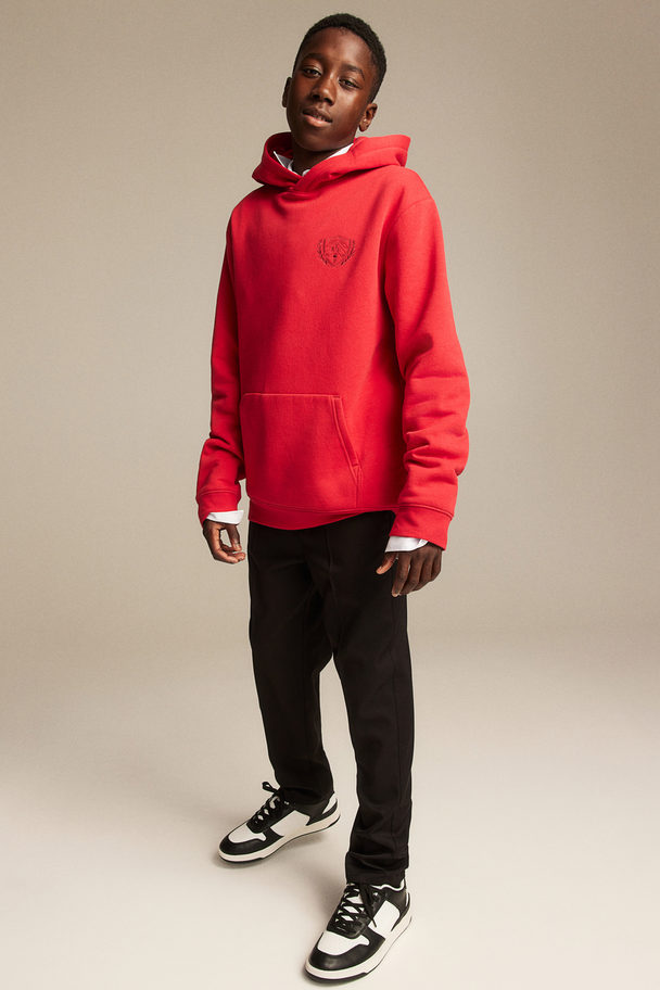 H&M Hættetrøje Med Tryk Rød