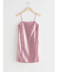 Strappy Sequin Mini Dress Pink