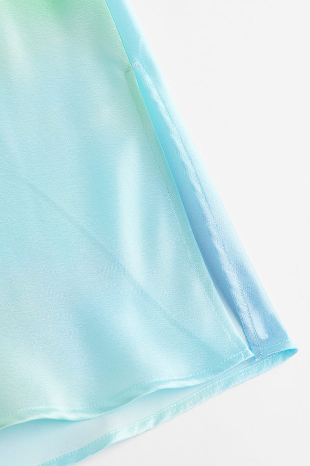 H&M Satin Skirt Blue/green Patterned
