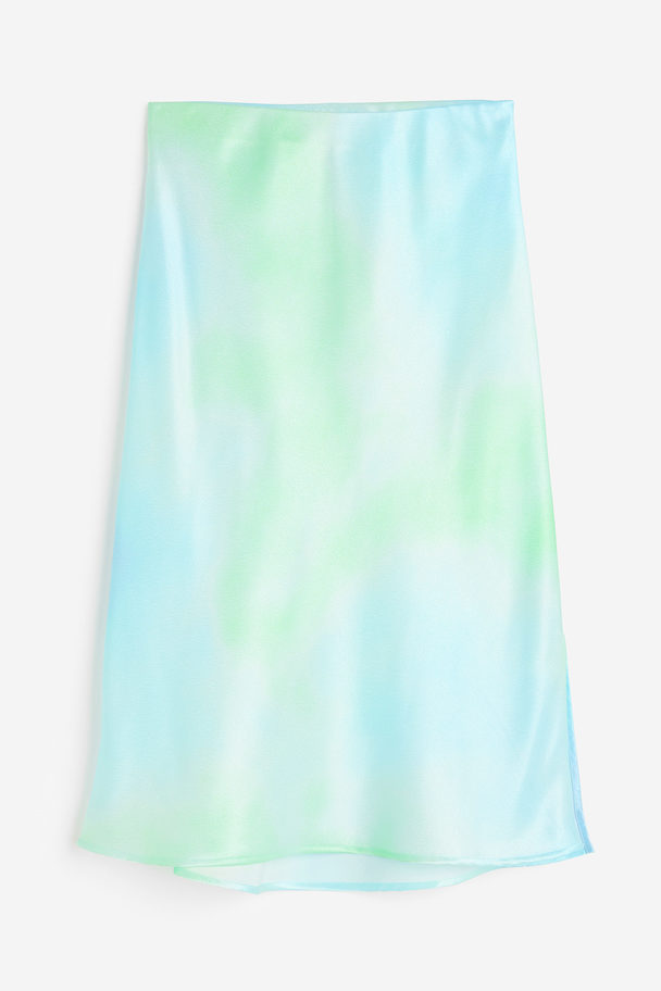 H&M Satin Skirt Blue/green Patterned