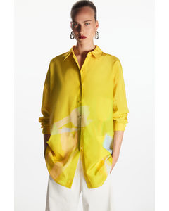 Oversized Printed Silk-blend Shirt Yellow