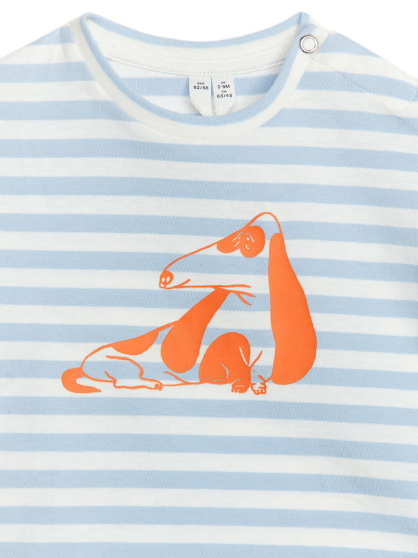 ARKET T-shirt Met Lange Mouwen En Print Lichtblauw/wit