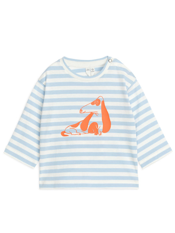 ARKET T-shirt Met Lange Mouwen En Print Lichtblauw/wit