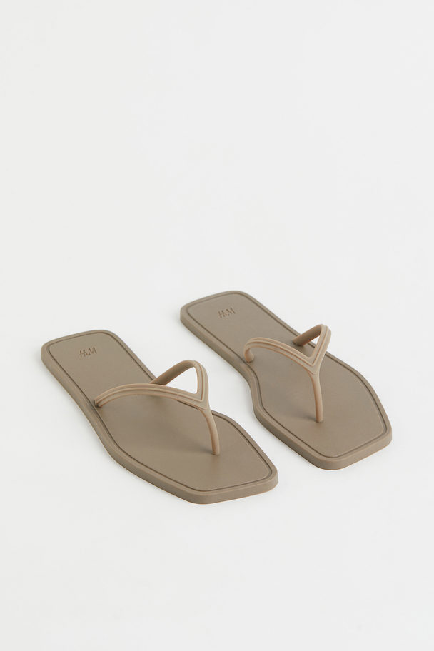 H&M Teenslippers Taupe