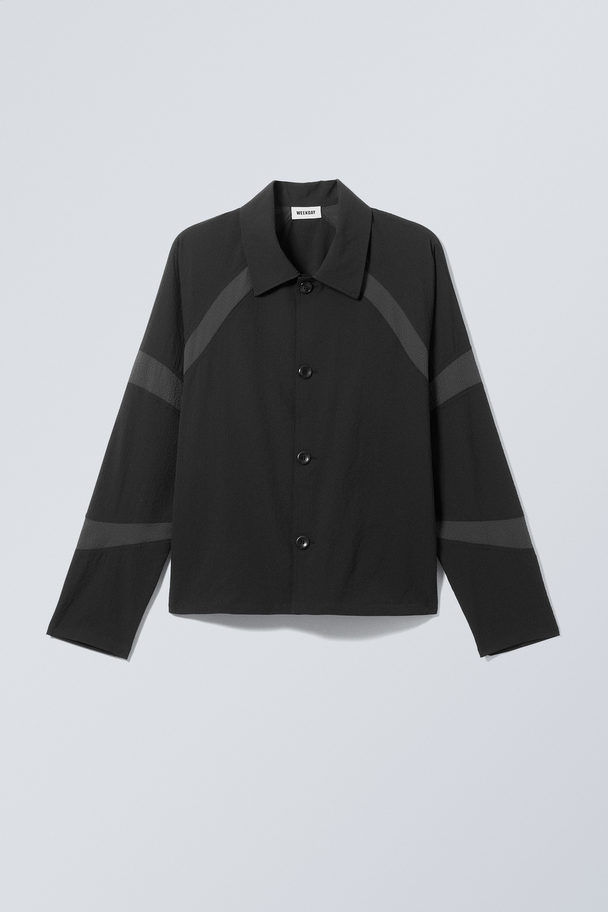 Weekday Paneled Relaxed Raglan Overshirt Black