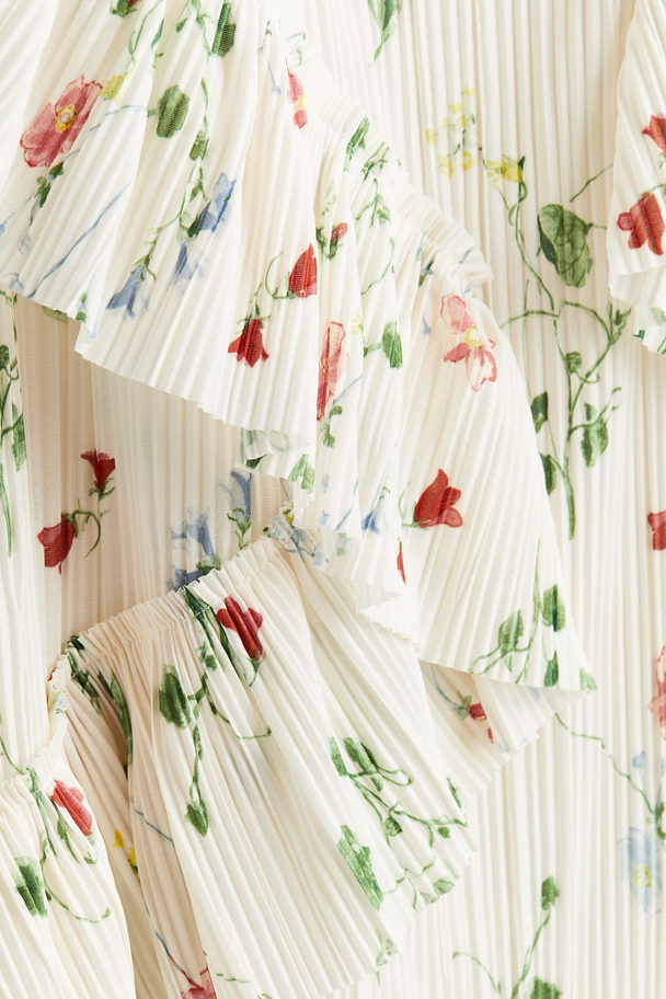 H&M Frill-trimmed Bandeau Dress White/floral